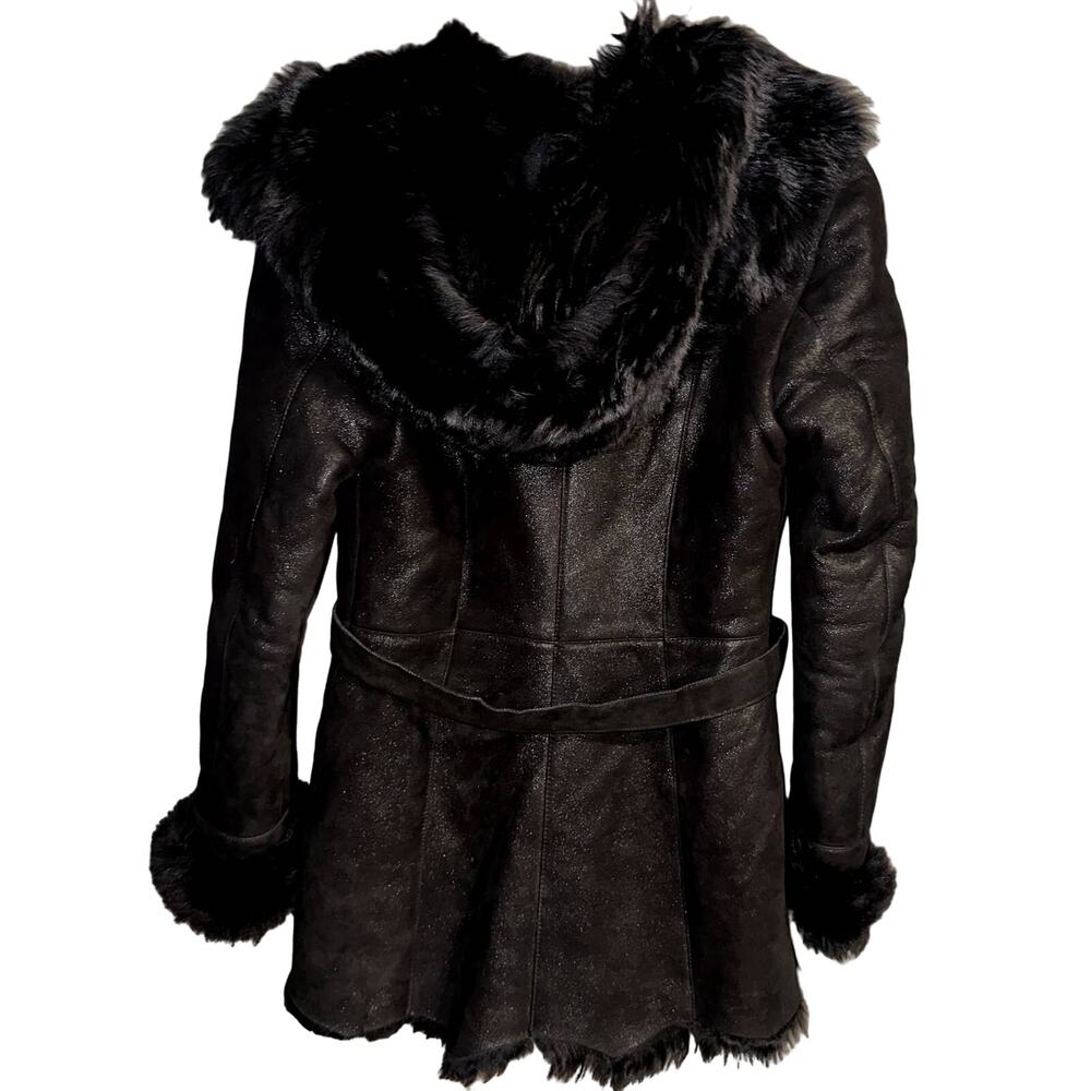 Atlantis Exclusive Black Lambskin Fur Leather Coat - Picture 3 of 7